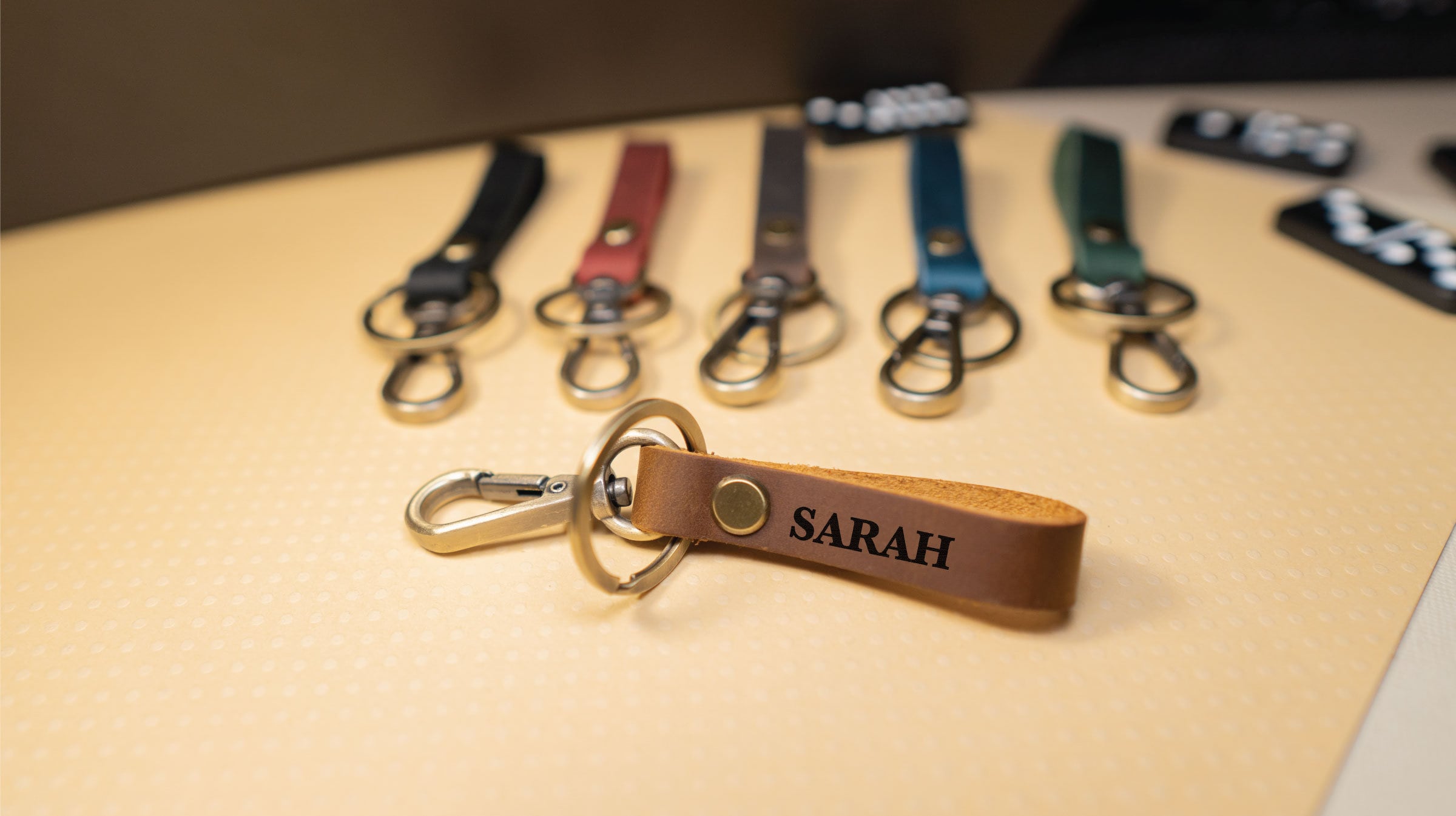 Handmade Leather Keychain, Minimalist Key Holder, Engraved Keychain ...
