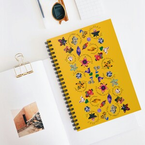 Flowers & Christian Bible Verse - Love Is Patient 1 Corinthians 13:4-7 - Spiral Notebook - Yellow Multi Colored - Ruled Line