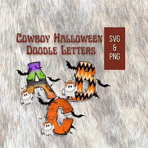 disegni di sublimazione occidentale Alfabeto di Halloween testo spettrale design da cowboy spettrale carattere occidentale western halloween svg png Sublimazione di Halloween