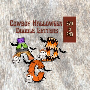 disegni di sublimazione occidentale Alfabeto di Halloween testo spettrale design da cowboy spettrale carattere occidentale western halloween svg png Sublimazione di Halloween