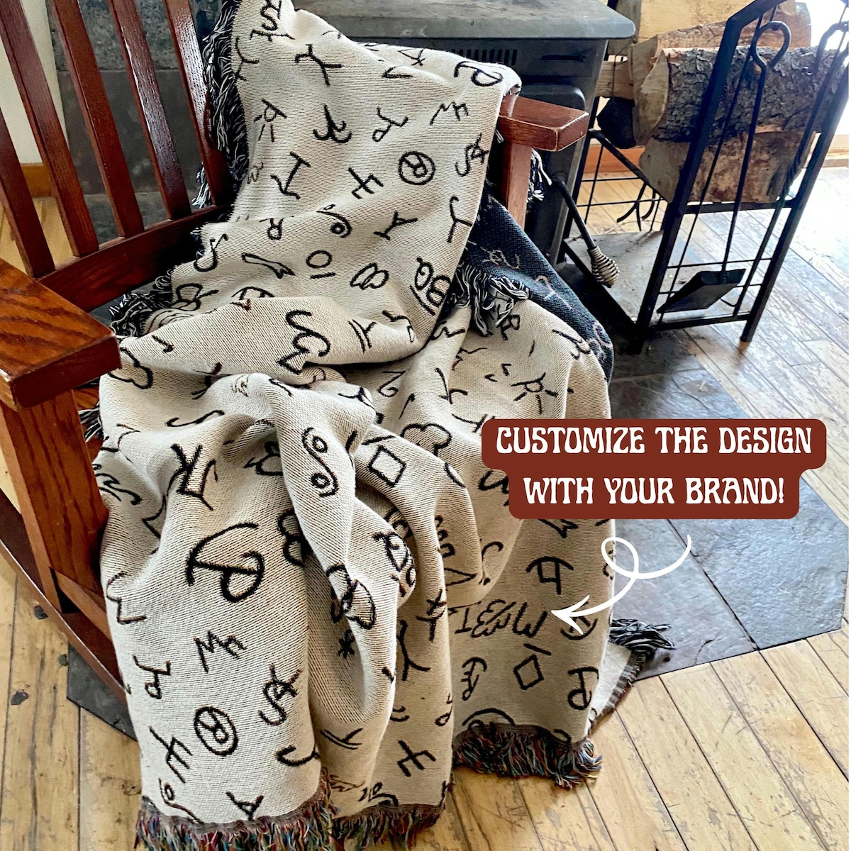 Cattle Brand Woven Blanket, Western Wedding Gift