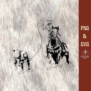 Calf roper png svg rodeo clipart Cowboy png western cut file png Ranching png western png farm png cricut file horse png ranching png roper