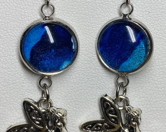 Pendientes de hadas colgantes de plata