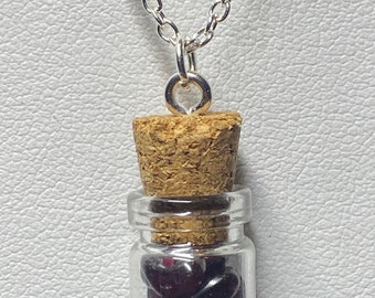 Garnet Spell Jar Necklace