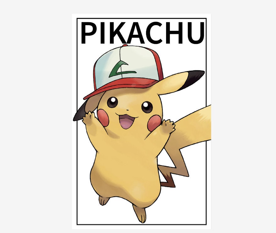 Pikachu Hat Poster Pikachu Hat Wall Art Etsy