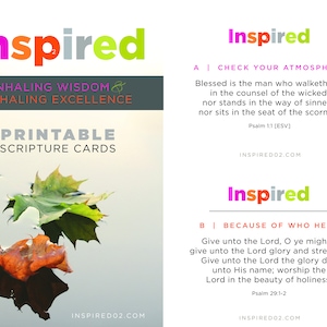 Tarjetas imprimibles inspiradas / Descargas digitales PDF de tarjetas de religión y espiritualidad / Citas de las Escrituras / Tarjetas de afirmación diaria