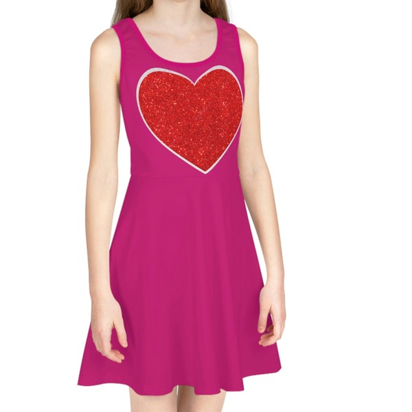 Me! Inspired Red and Pink Heart Dress Girls Costume Outfit for Taylor Swift Eras Tour Lover Era Childrens Dress