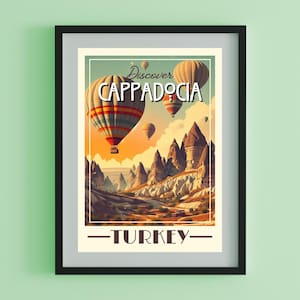 Kappadokien Vintage Reiseplakat | Reise Poster | Urlaub Kunstdruck | Vintage Poster | Druckbare Kunst | Mid-Century | Digitaler Download