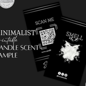 Minimalist Candle Scent Sample Card Template | Smell Sample Card | Scent Template | QR Code Template | Printable QR Template
