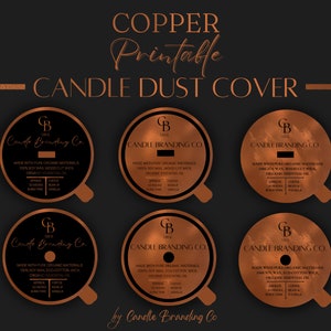 Plantilla de cubierta antipolvo para velas de cobre y oro / Cubierta para velas / Adorno para velas / Paquete de velas / Etiqueta de advertencia para velas / Kit para velas / Marca de velas