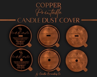 Candle Dust Cover Copper Gold Template | Candle Cover | Candle Topper | Candle Bundle | Candle Warning Label | Candle Kit | Candle Branding