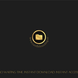 May include: Gold logo on a black background with the text "www.candlebranding.co" and a folder icon. The text below the logo reads "NO WAITING TIME. INSTANT DOWNLOAD. INSTANT ACCESS."