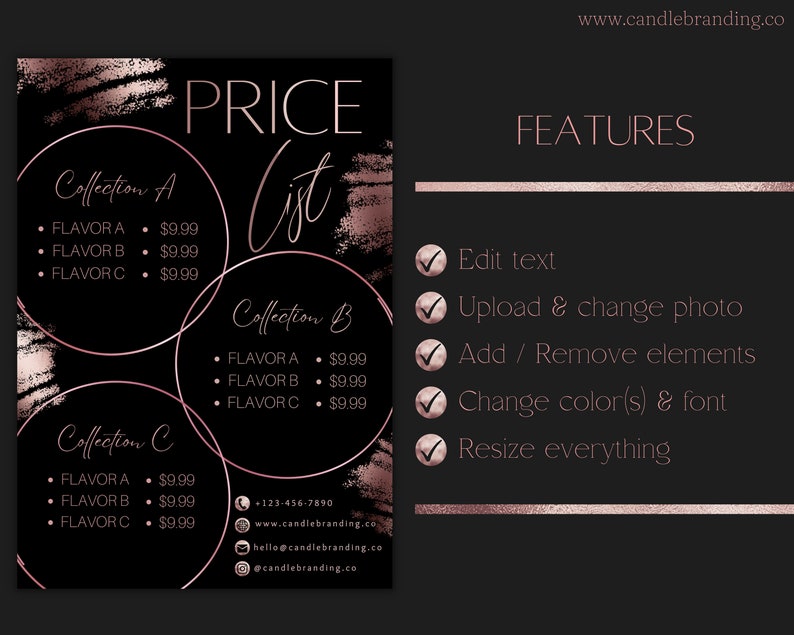 Rose Gold Price List Price List Template Price List Flyer Price Guide