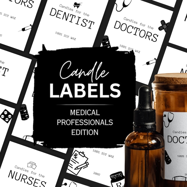 Candle Labels Medical Professionals Doctor Dentist Pharmacist Nurses Editable Templates