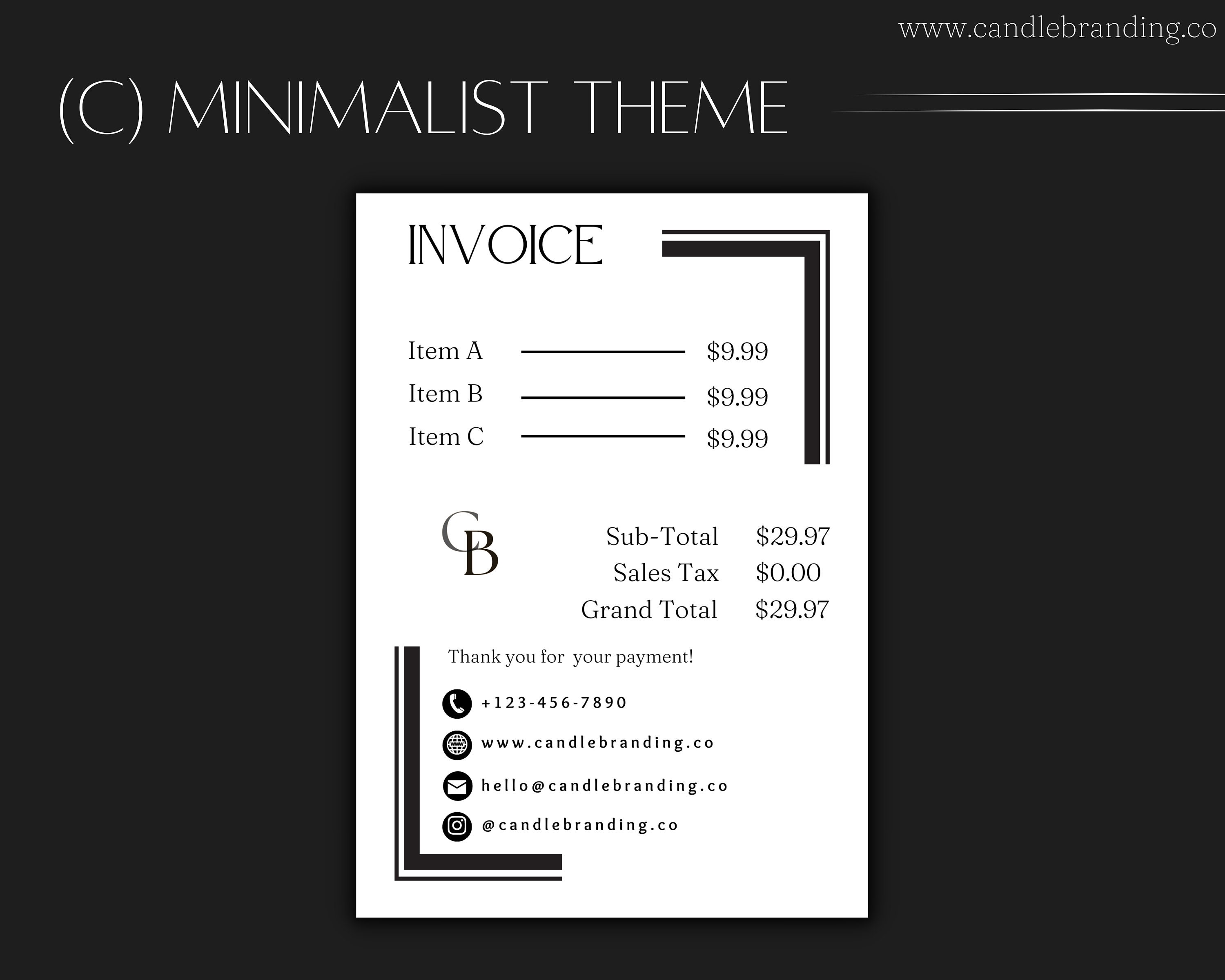 Minimalist Invoice Form Template, Invoice Template, Candle Invoice ...