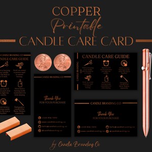 Copper Candle Care Card Template | Candle Guide | Printable Candle Care Instructions | Editable Candle Bundle