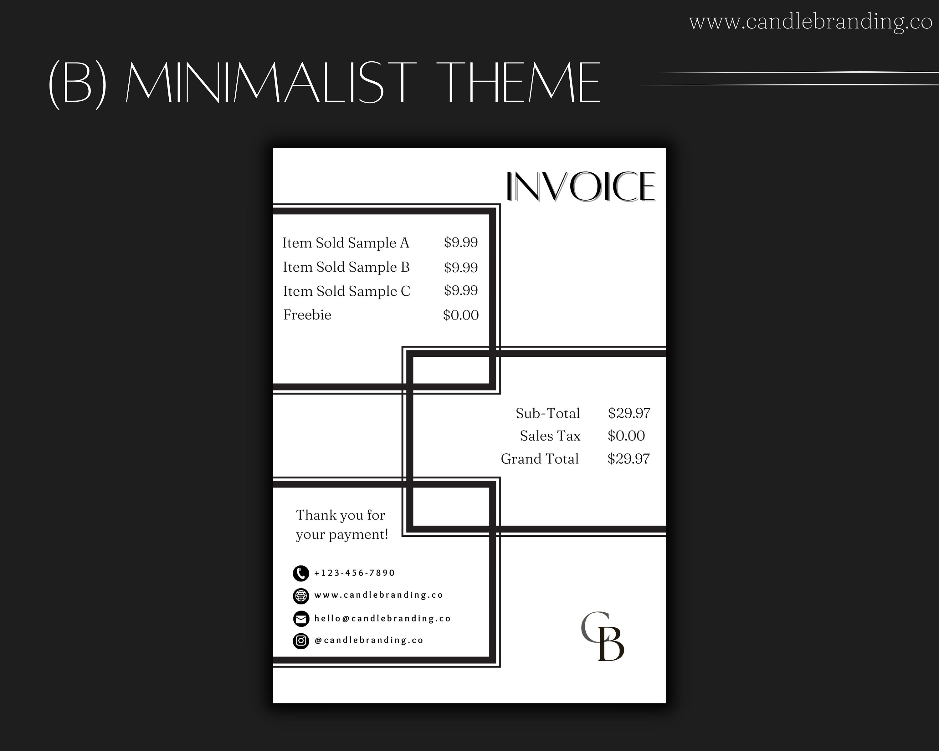 Minimalist Invoice Form Template, Invoice Template, Candle Invoice ...
