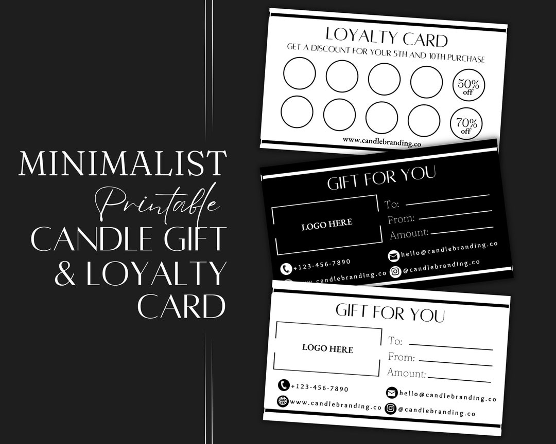 Minimalist Candle Gift Card Template Minimalist Loyalty Card Candle