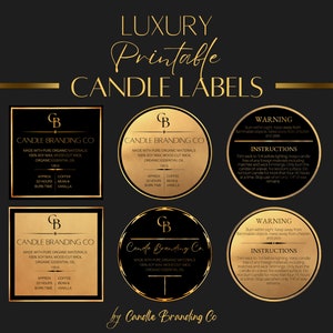 Luxury Candle Label Template | Candle Warning Labels | Candle Label Sticker | Candle Labels Printed | Candle Label Canva | Candle Label Gold