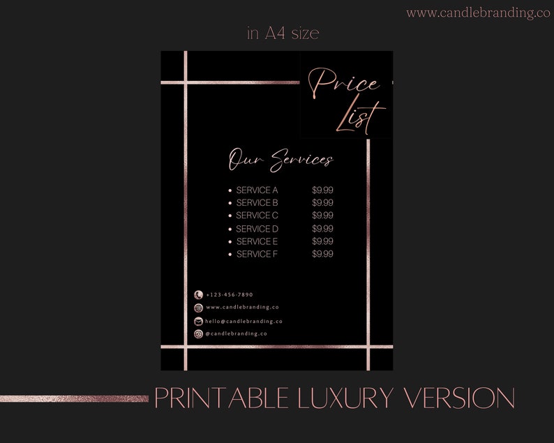 Rose Gold Price List Price List Template Price List Flyer Price Guide
