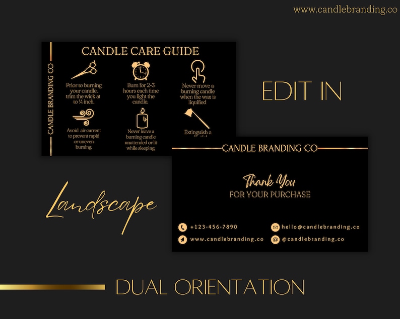 Luxury Candle Care Card Editable Candle Care Kit Candle Etsy
