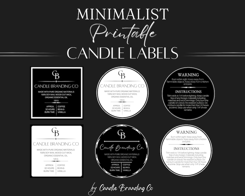 Minimalist Candle Label Templates Candle Label Stickers Candle Labels
