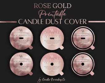 Rose Gold Candle Dust Cover Template | Candle Cover | Candle Lable Top | Candle Bundle | Candle Warning Label | Candle Kit | Candle Branding