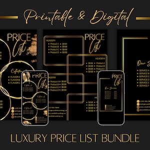 Editable Price List Template | Luxury Price List Template | Price Guide | Price Flyer | Price Bundle Template | Price Sign | Pricelist Canva