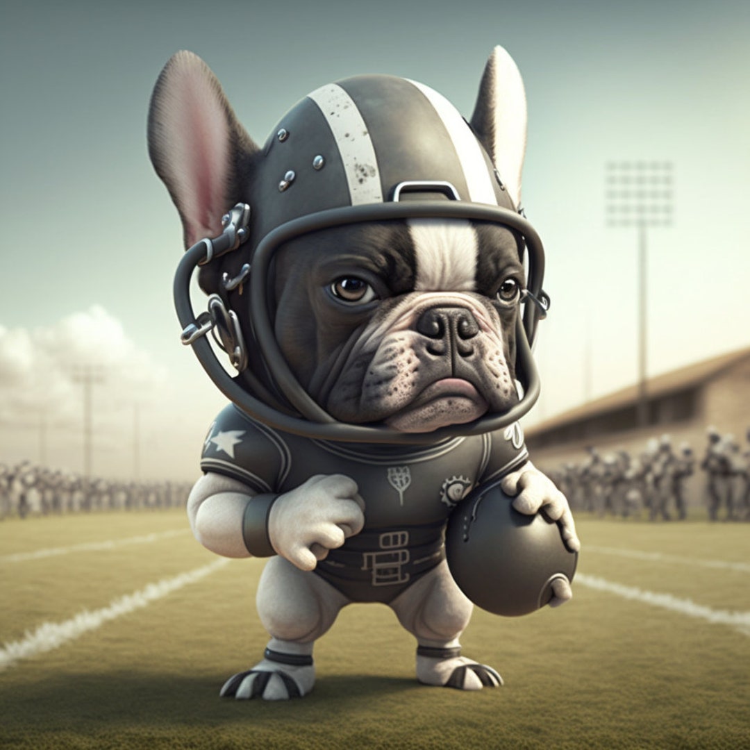 Frenchie Wearing Football Helmet Playoffs Athletic Dog Digital Download