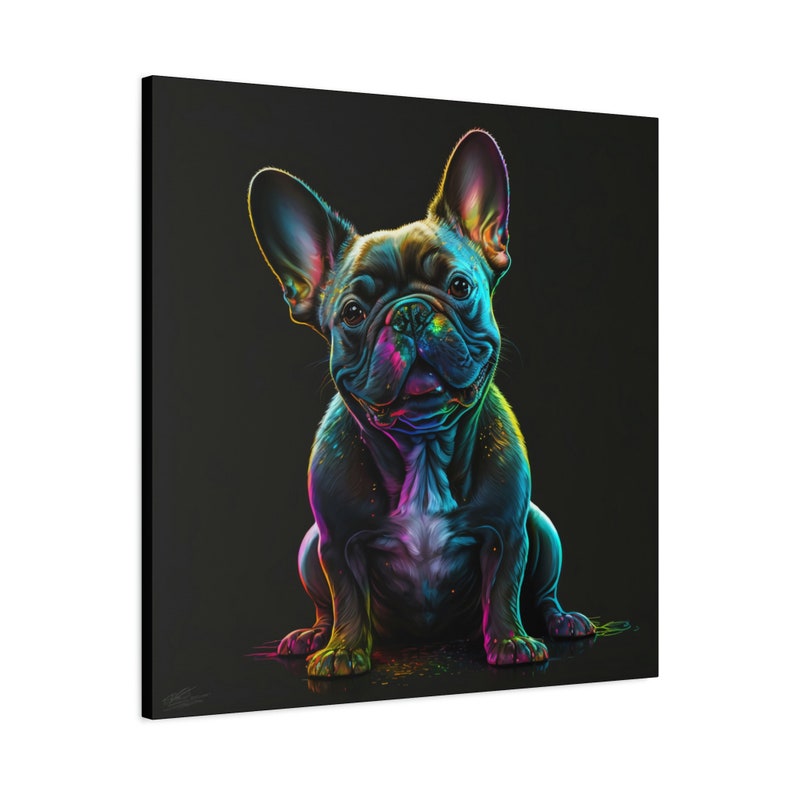 Canvas Colorful Drip Art Frenchie 2, Color Explosion, Colorful Canvas