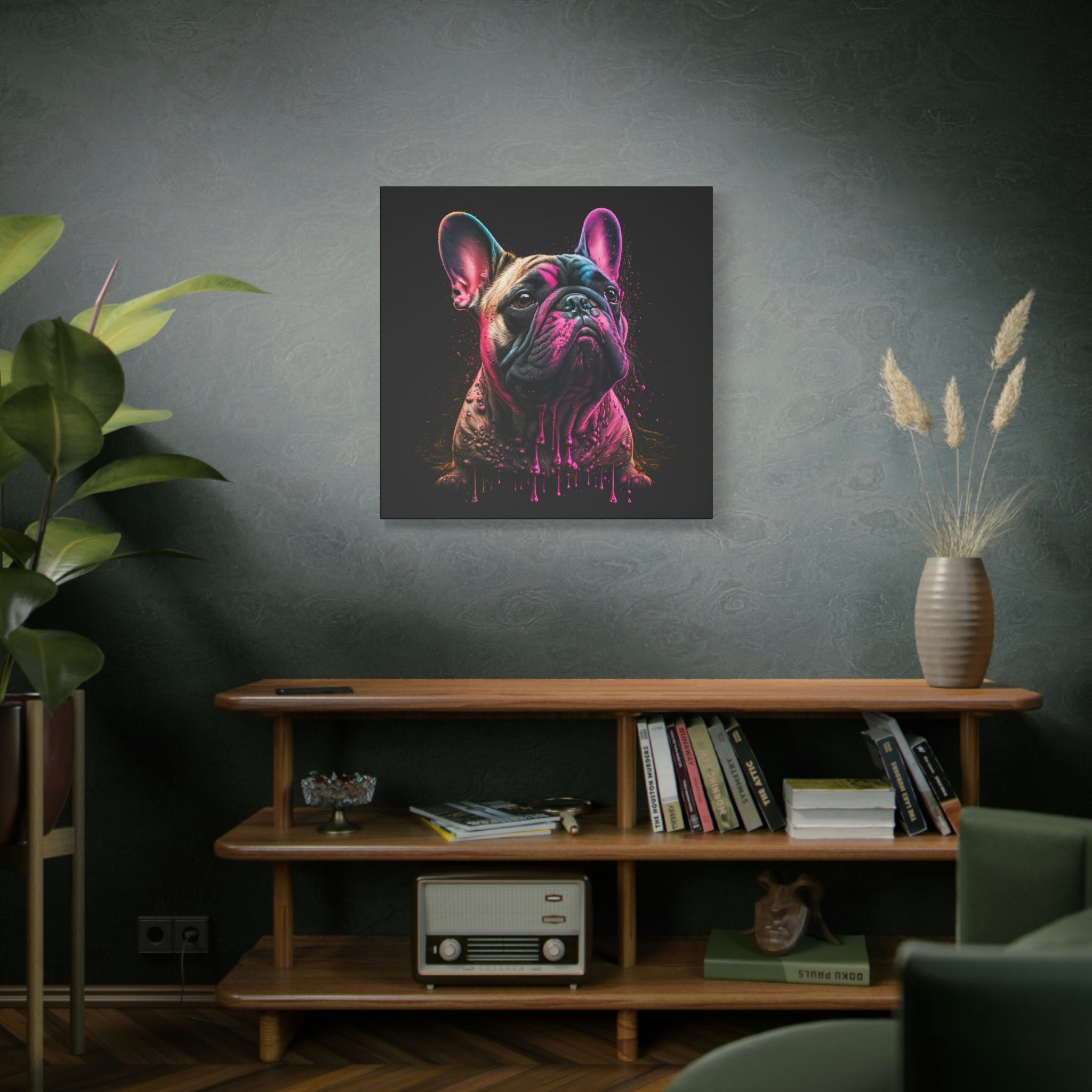 Canvas Pink Drip Art Frenchie 1 Pink Color Explosion - Etsy