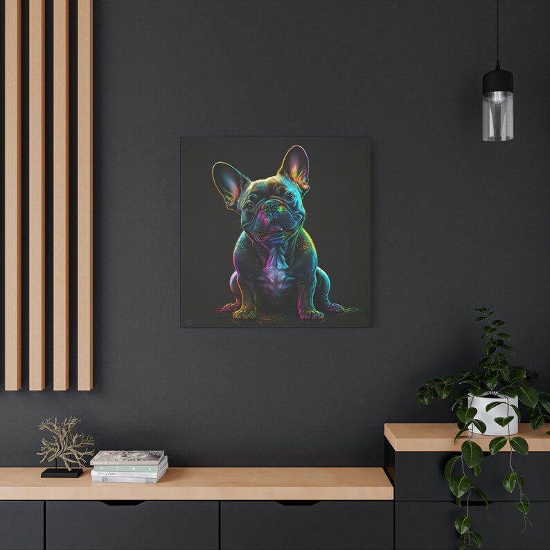 Canvas Colorful Drip Art Frenchie 2, Color Explosion, Colorful Canvas