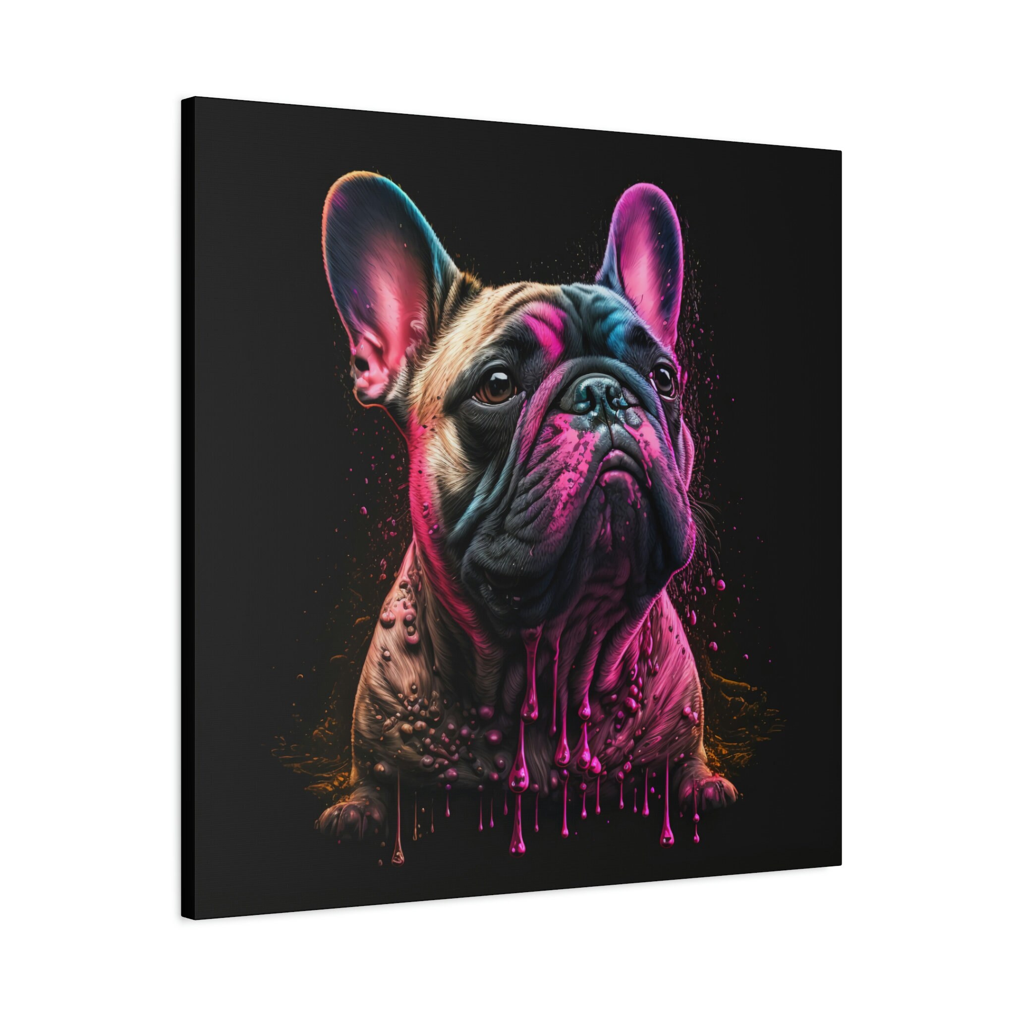 Canvas Pink Drip Art Frenchie 1 Pink Color Explosion - Etsy