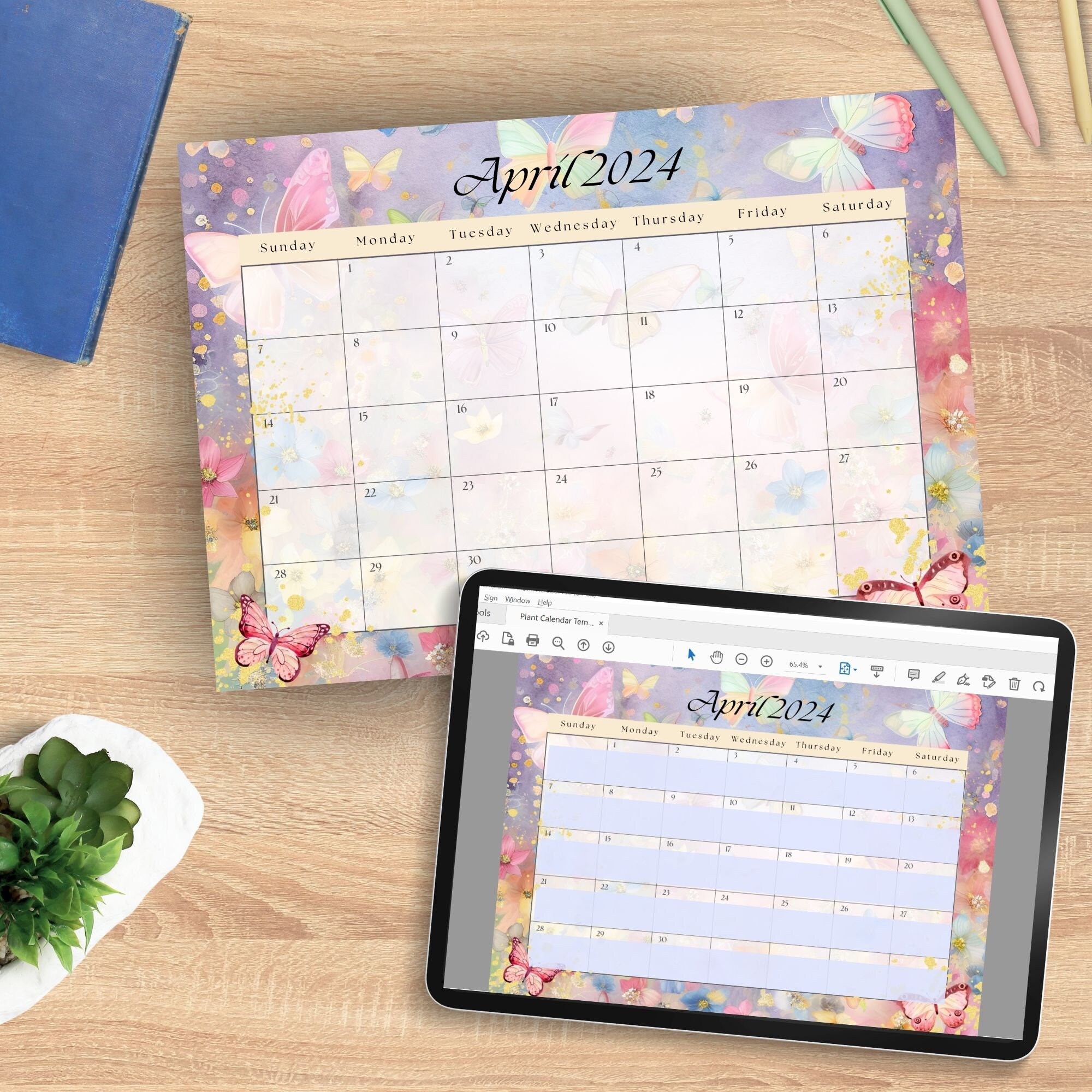 April 2024 Calendar Digital Download PDF, Fillable EDITABLE April ...