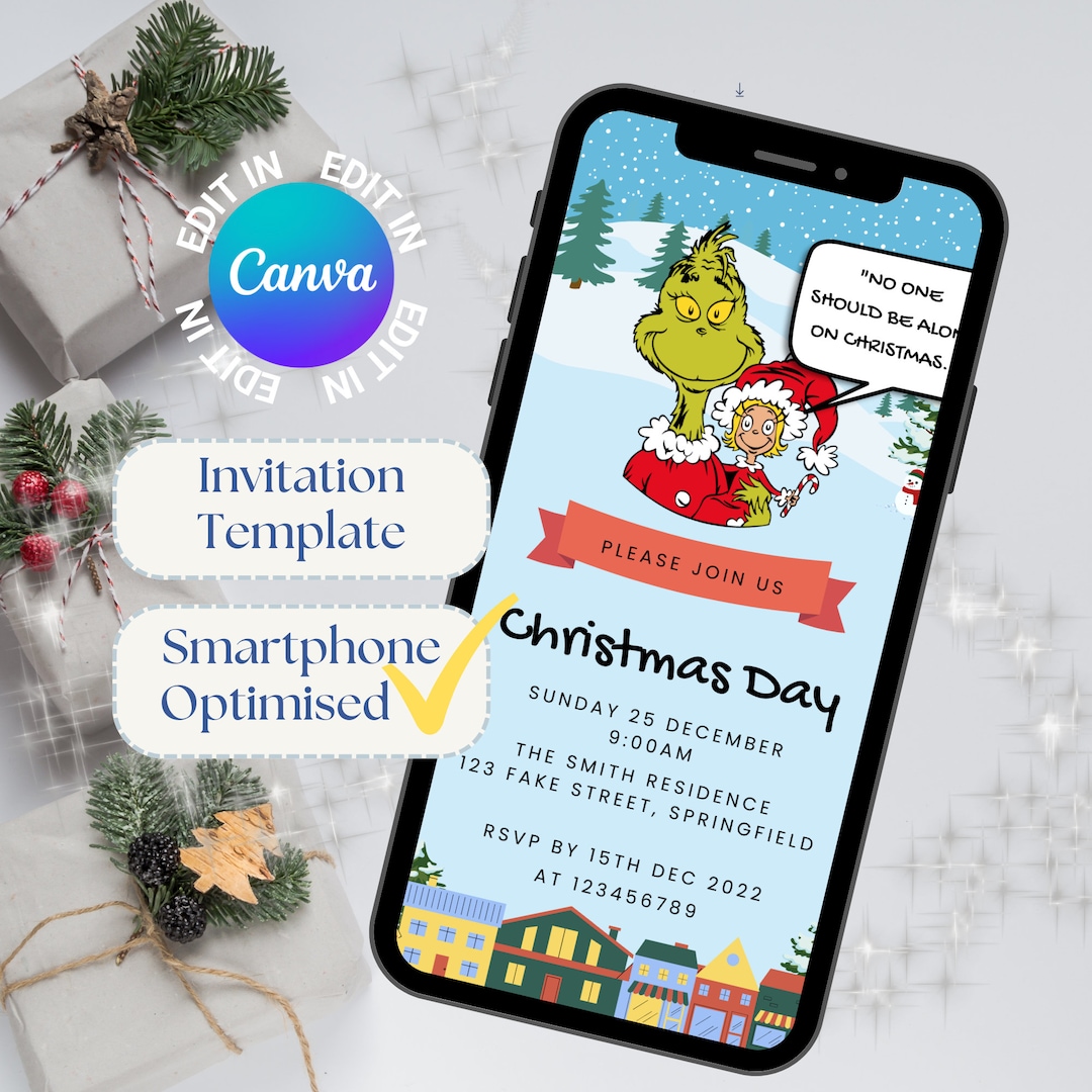 Digital Christmas Invitation Template INSTANT DOWNLOAD Etsy