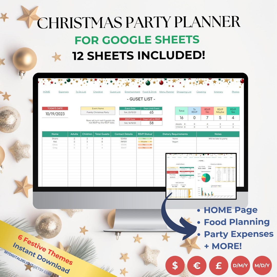 Google Sheets Christmas Party Planner, Christmas Budget Google Sheet Google Sheets Christmas Party Planner, Christmas Budget Google Sheet