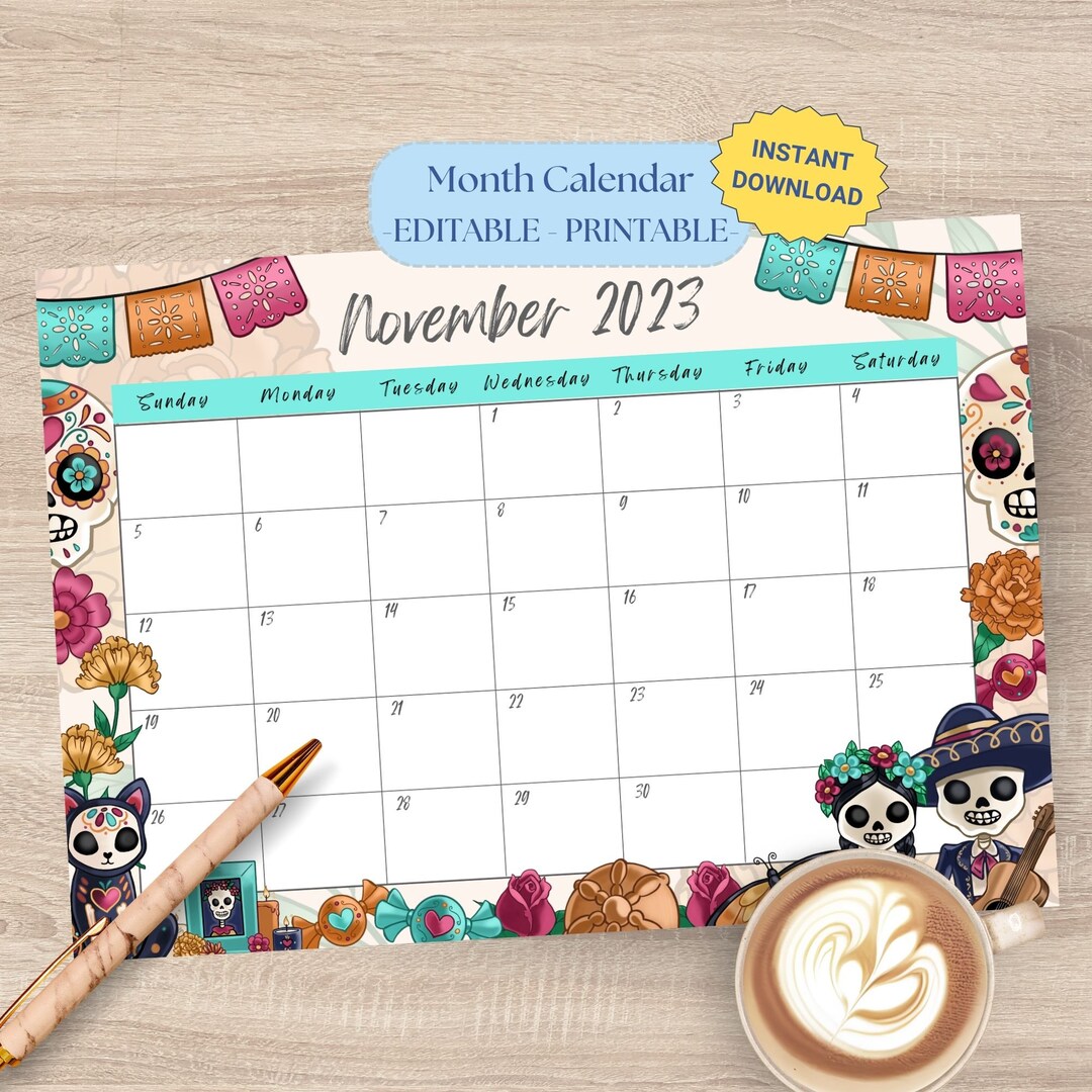 Dia De Los Muertos Calendar 