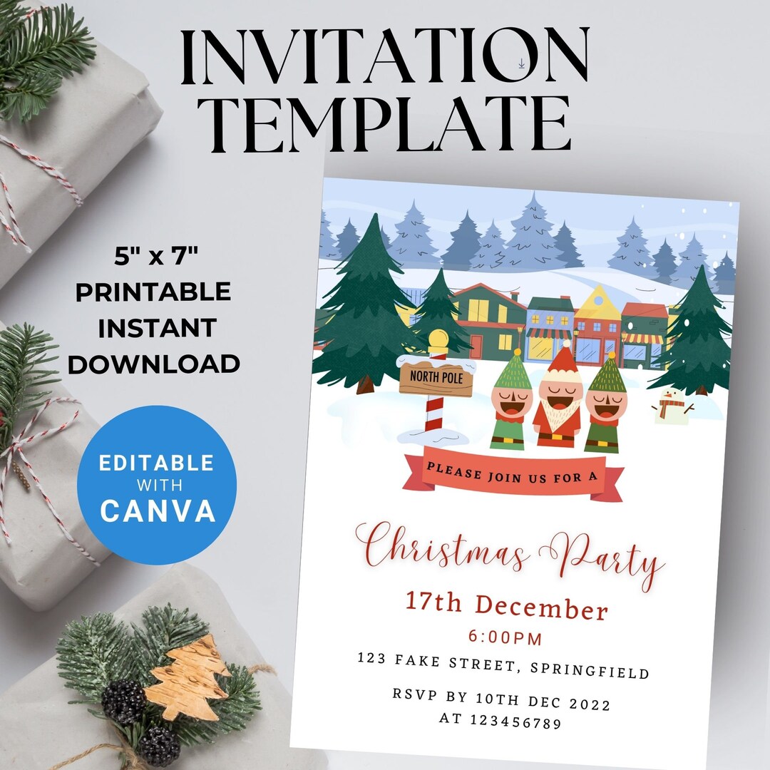 Santa Comic Invitations Funny Elf Christmas Invitations, Cute Santa Claus Christmas Party ...