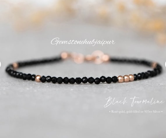 Black Tourmaline Bracelet: Sterling Silver Gemstone Jewelry