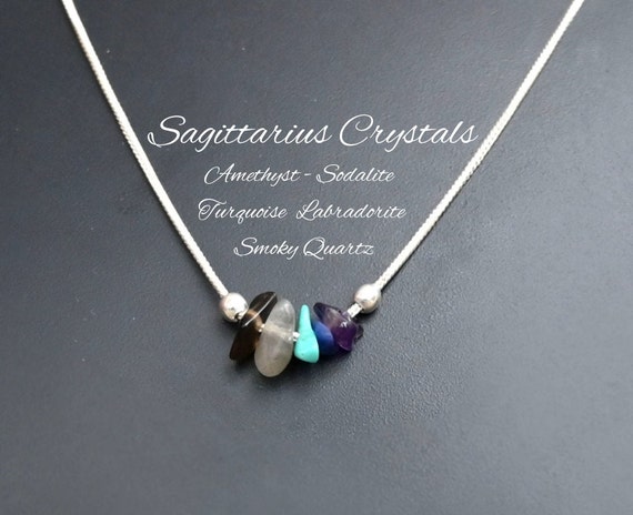 Sagittarius Necklace Raw Crystals Zodiac Sign Astrology Choker Crystal Jewelry