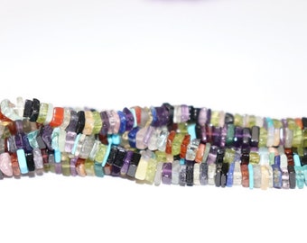 Multi gemstone Smooth Square Shape Beads Disco Beads Heishi Square Beads Multi gemstone Plain beads Wholesale Beads, jewelry making beads