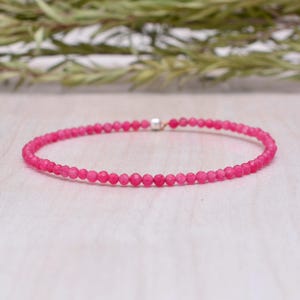 Pink Jade Bracelet: Delicate Gemstone Beaded Stacking Jewelry