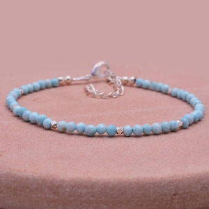 Larimar Perlen Armband: 14k Gold Filled Stacking Schmuck