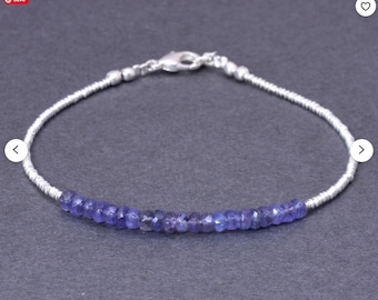 Dainty Tanzanite Bracelet: Sterling Silver Stacking Gemstone Jewelry