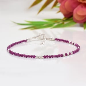 Dainty Ruby Bracelet: AAA Pink Crystal, July Birthstone Jewelry