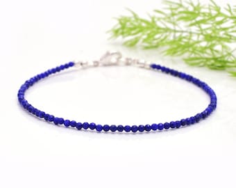 Lapis Lazuli Anklet: Dainty Natural Stone, December Birthstone