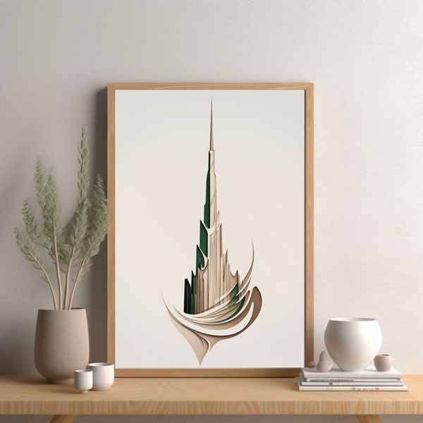 Burj Khalifa Print | Wonder Collection | Digital Download | Elegant Boho Art | Minimalist Wall Decor | Dubai | Instant Download Art Print