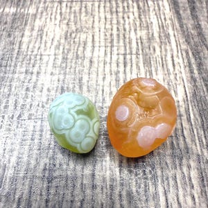 AAA+ Top quality Apple Green and Red Gobi Agate pair. Very Rare!