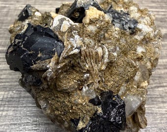 Black Tourmaline with Light Smokey Quartz and Micah Specimen!