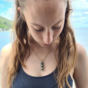 Luxury Manihiki Black Pearl Necklace: Floating, Elegant, Simple Pearl Jewelry, Long Pearl Necklace, Aloha Made Jewelry, Tahiti Pearl